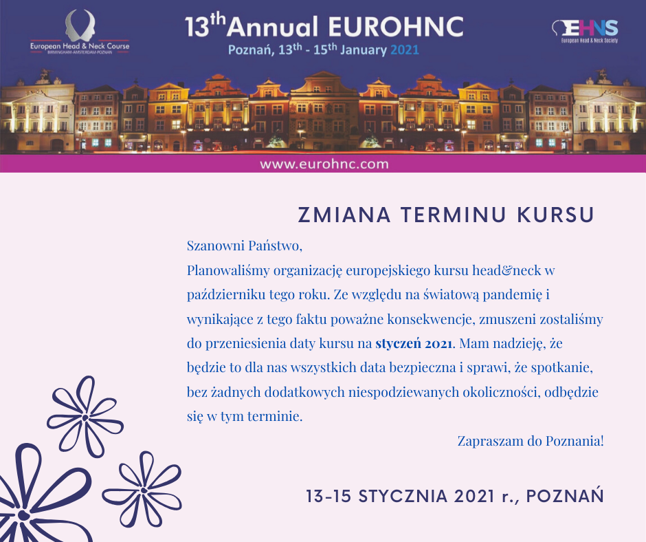 Eurohnc - informacja o zmianie terminu na 13-15 stycznia 2021